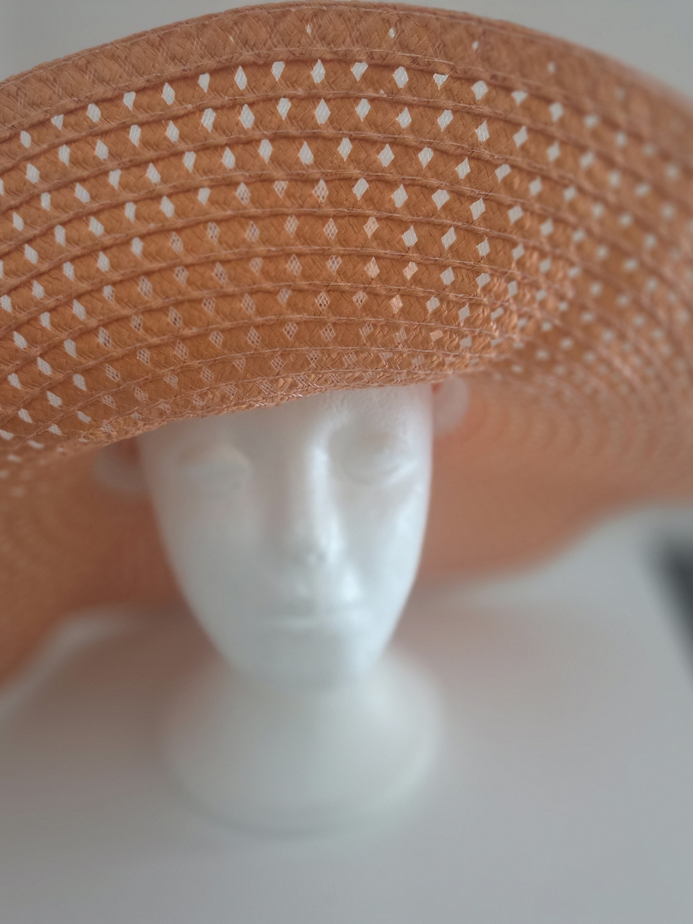 Women's Wide-Brim Straw Sun Hat - Peach One Size